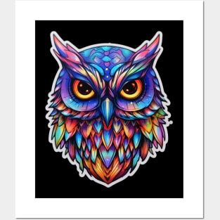 Luminous Nocturne: Holographic Owl Splendor Posters and Art